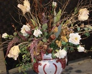 Lovely Artificial Floral Arrangement in Glazed Ceramic Pot