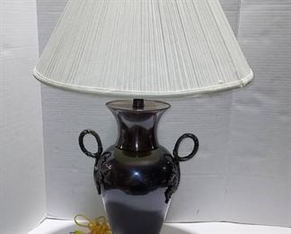 Majestic Handled Urn Table Lamp with Grapevine Embellishments