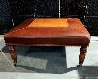 Michael Thomas 2 Tone Square Leather Ottoman Coffee Table