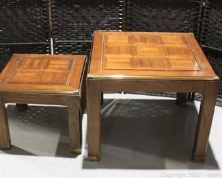 Mid Century Modern Square Nesting Wood Side Tables