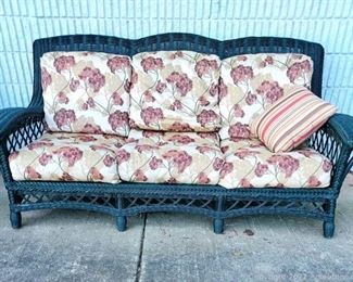 Outdoor Wicker 3 Person Sofa Cushions and Pillow Included