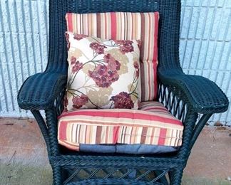 Outdoor Wicker Rocking Chair Includes Cushion and Pillow