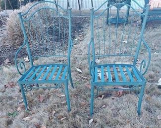 Pair of Heavy Wrought Iron Patio Chairs