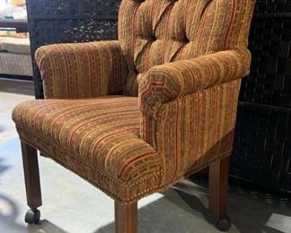Tufted Upholstered Dining Chair on Wheels by Michael Thomas Furniture