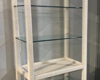 Woven Wicker Lighted Shelving Unit with Glass Shelves by Dixie