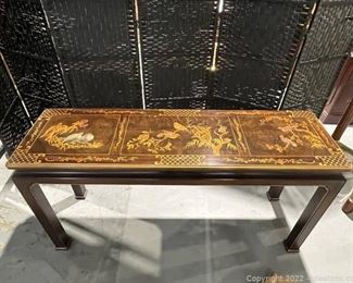 Wood Asian Decorated Painted Console Sofa Table