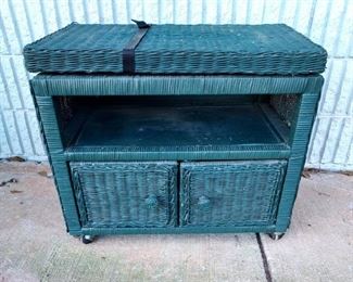 Wicker Entertainment Stand with Bottom Cabinet