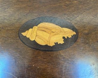 Mahogany table w/inlaid shell