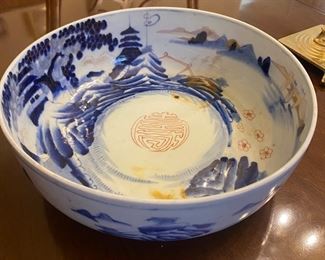 Asian blue & white ironstone bowl
