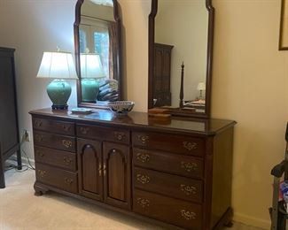 Ethan Allen triple dresser with mirrors