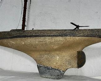 LARGE ANTIQUE WOODEN POND BOAT