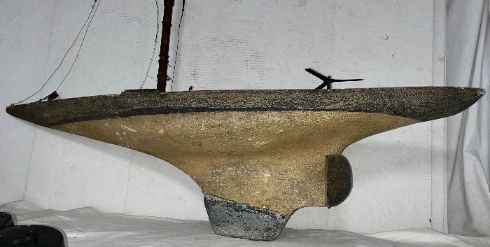 LARGE ANTIQUE WOODEN POND BOAT