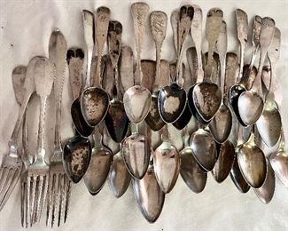 LARGE LOT OF ANTIQUE COIN SILVER 