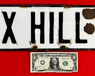 ANTIQUE PORCELAIN STREET SIGN “FOX HILL ROAD” 