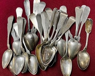 LOT OF ANTIQUE 19th CENTURY COIN SILVER - 19+ OZ 