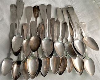 ANOTHER LOT OF ANTIQUE 19th CENTURY COIN SILVER - 19+ OZS