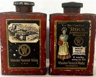 EARLY WHEELER VARNISH ADVERTISING TINS 