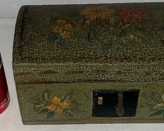 SMALL PAINT DECORATED DOME TOP BOX  