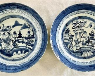 COLLECTION OF 18th / 19th CENTURY BLUE & WHITE CANTON 