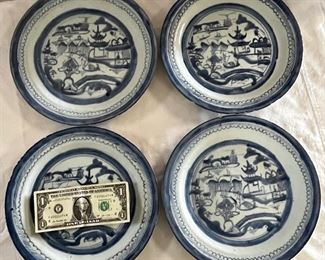 ANTIQUE CANTON DINNER PLATES 