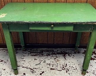 COUNTRY WORK TABLE IN GREEN PAINT 