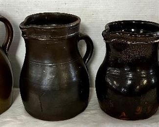 19th CENTURY ALBANY SLIP STONEWARE PITCHERS 
