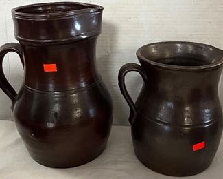 MORE 19th CENTURY ALBANY SLIP STONEWARE PITCHERS 