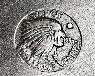 DETAIL PHOTO OF INDIAN HEAD MARK “WAPAK HOLLOW WARE” 