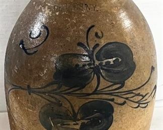 19th CENTURY BLUE DECORATED 2 GALLON JUG 