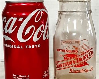 VINTAGE 1/2 PINT PA MILK BOTTLE - “SANITARY DAIRY CO. WAYNESBURG, PA.” 