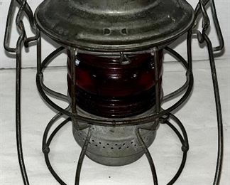 ANOTHER NYCS RAILROAD LANTERN WITH RED GLOBE 