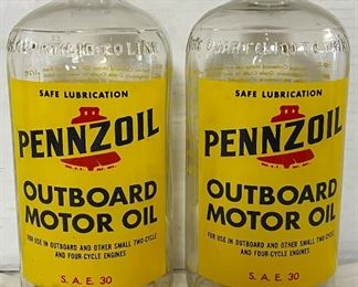 VINTAGE PENNZOIL OUTBOARD MOTOR OIL GLASS BOTTLES
