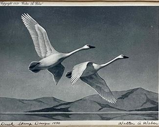 DUCK STAMP DESIGN ENGRAVING BY WALTER A. WEBER - ARTIST SIGNED 