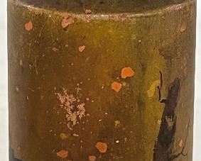 UNUSUAL HAND PAINTED REDWARE SHAKER 