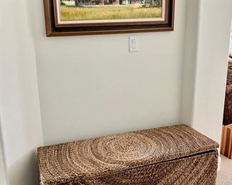 Gorgeous Abaca Woven Lift-Top Storage Bench!  Pastoral Wall Art