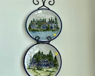 Collectors' Stoneware Plates; Metal Plate Racks