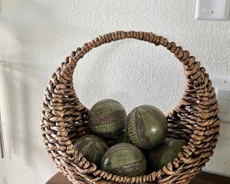 Woven Basket with Decorative Balls