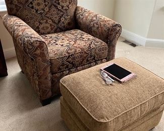 Upholstered ArmChair; Upholstered Ottoman