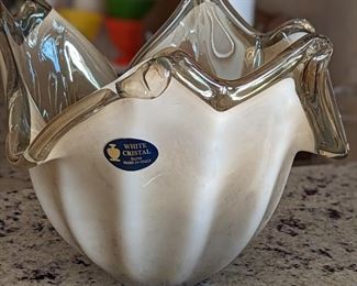 Murano Glass White Crystal Bowl