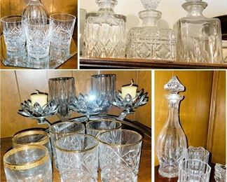Waterford Decanters and rocks glasses and tumblers