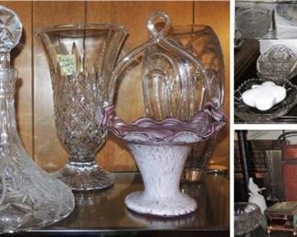 Decanters, candy dishes, vases