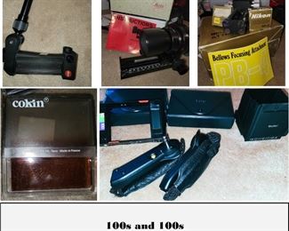 Camera equipment: film winders, filters, caps, hoods, focusing, grips and more