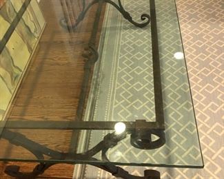Iron Coffee Table with Glass Top