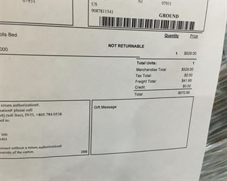 Iron doll bed receipt. It is new in the box