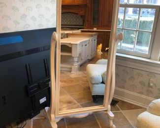 White swinging full mirror made with sturdy and heavy wood. Well made! $195