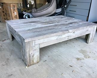 Solid large square teak coffee table (outdoors) $300