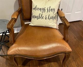 Leather Studded Accent Armchair 