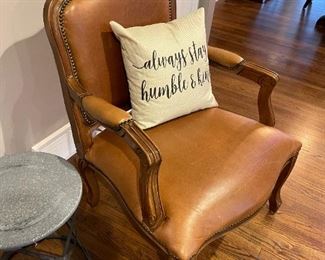 Leather Studded Accent Armchair 