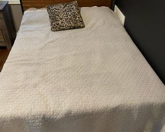 Queen Size Bed with Metal and Wood Headboard