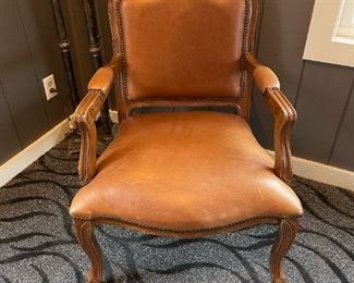 Leather Studded Accent Armchair 